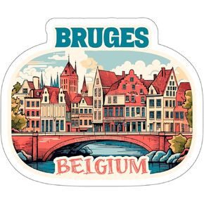 Bruges Belgium Sticker Travel Outdoors Decal Vinyl Small Waterproof for Water Bottle Mug Passport Book Scrapbook Notebook Laptop Tumbler Skateboard Computer Phone Size - 4"×4"