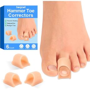 Hammer Toe Corrector, 6 Pack Toe Spacers, Toe Straighteners for Curled Toes, Bunion Corrector for Preventing Rubbing & Relieve Pressure (Medium)