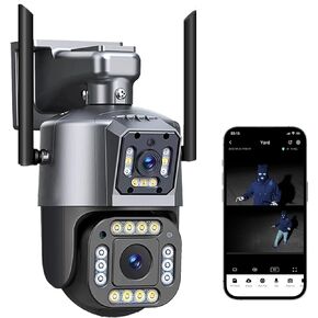 Security Cameras Wireless Outdoor 2.4G WiFi Home Security Cameras Outdoor Dual Lens Linkage 360°View 4MP Two-Way Talk,AI Detection,Full-Color Night Vision,Auto Tracking,Light Alarm,24/7 Recording