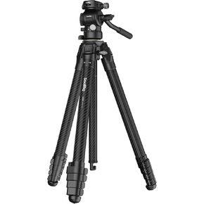 SmallRig Portable Carbon Fiber Travel Tripod Kit, 61.8'' Video Camera Tripod Monopod Video Head, Built-in QR Plate for Arca, Switchable Centre Column, Max Load 3kg / 6.6lb for Cameras, DSLR