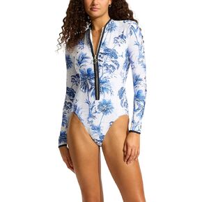 Seafolly Women's Long Sleeve One Piece Surfsuit with Zip Front Swimsuit