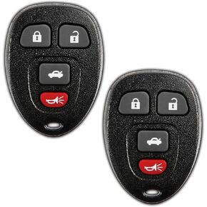 2X KeylessOption Key Fob Replacement for 2006 2007 2008 2009 2010 2011 2012 2013 2014 2015 2016 Buick Lucerne Cadillac DTS Chevrolet Chevy Impala Remote, 4-Button 15912859, Locksmith Required 2011+