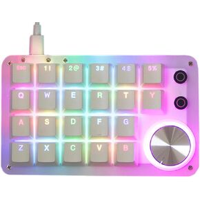 One Handed Programmable Keyboard 24 Keys Macro Mechanical Keyboard Drive Free RGB LED Backlight USB Portable Keyboard with Knob Red Switch 24 Keys Macro Pad for Gaming PC Gaming Keypad Accessories