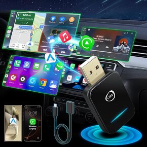 2 in 1 Wireless CarPlay Adapter for iPhone & Android Auto Adapter, Convert Wired to Wireless Carplay Adapter, Mini 2025 Upgrade Plug & Play Auto Connect Easy Use for Cars from 2016 and iPhone/Android