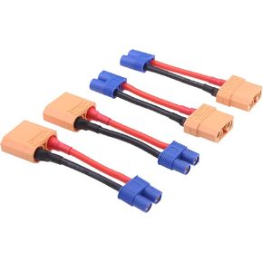 4pcs XT90 to EC3 Male Female RC Connector Adapter with 14awg 2inch Wire(E54-4)