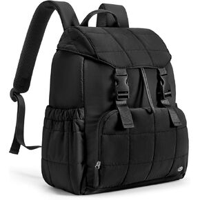 BOSTANTEN Women's Puffer Backpack, Versatile College Laptop Backpack with RFID Pocket, Water Resistant Casual Travel Daypack, Black