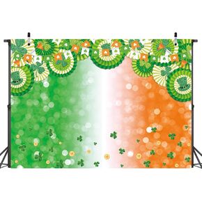 Happy St Patrick's Day Backdrop Spring Green Lucky Irish Shamrock Photography Background Ireland National St Patrick's Day Party Decoration(7×5FT)