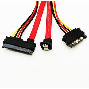 Sintech 22 Pin SATA ATA Data and Power Combo Cable,22Pin SATA to 7Pin Serial ATA Data Cable + 15Pin SATA Power Cable 30cms