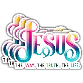 (3pcs) Jesus The Way The Truth The Life Sticker Christian Inspirational Quotes Bible Verse Vinyl Decal Stickers for Water Bottle Laptops Phone Case Car Kindles Hard Hat - 3x2.2