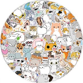 100Pcs Cute Animals Stickers for Water Bottles, Waterproof Cats Stickers Games Vinyl Stickers for Cars Laptop Stickers Aesthetic for Girls- Funny Stickers for Cars, Bicycle, Luggage, Skateboard