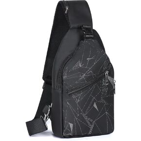 Geestock Sling Bag Backpack for Men & Women, Crossbody Backpack Shoulder Bag Waterproof Chest Bag For Daypack Travel Hiking (Black)