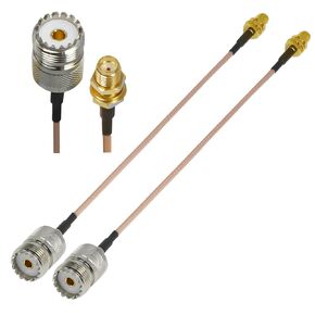 2PCS SMA Female UHF PL259 Pigtail Coaxial Cable, RG316 PL259 Female to SMA Female Jumper Cable, Low Loss 6inch(15cm) SMA SO239 CB Radio Extension Cable for CB Radio,FPV Drone, Antenna