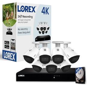 Lorex Fusion 4K Security Camera System with 4TB NVR – 16 Channel (Wired & Fusion WiFi) PoE Wired Home Security System with 7 Bullet IP Cameras – Color Night Vision, Motion Detection (White)