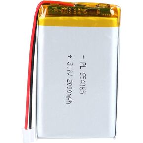 3.7V 654065 2000mAh Lipo Battery Rechargeable Lithium Polymer ion Battery Pack with PH2.0mm JST Connector