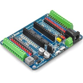 OSOYOO Pro Micro Shiled Breakout Board - GPIO Status LEDs, Power Protection, 3-Pin Sensor/Servo Ports, 5V/2A Independent Power Supply, Screw Terminals for Reliable Connections & Efficient Prototyping