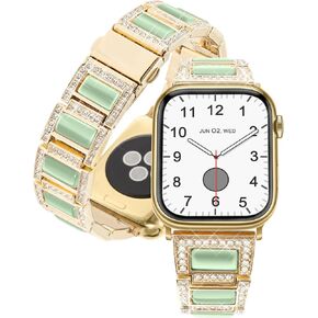 HANDODO Bling Jewelry Diamond Stainless Steel Band Women for Apple Watch Series 10 9 8 7 6 5 4 3 2 1 SE SE2 Ultra 2, 38mm 40mm 41mm 42mm 44mm 45mm 46mm 49mm Luxury Dressy Metal Strap for iWatch