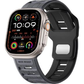 Hamile Sport Bands Compatible with Apple Watch Ultra 2/Ultra Band, Apple Watch Bands for men 49mm 46mm 45mm 44mm 42mm, Soft Breathable Waterproof Silicone Strap for iWatch Ultra Series 10 9 SE 8-1