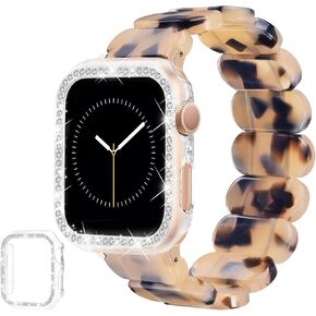 سوار راتنج السلحفاة المسدود و CASE متوافق مع Apple Watch Band 40mm 38mm 41mm 42mm 44mm 45mm النساء ، وأشرطة خفيفة الوزن لطيفة أزياء معصم مرنة لسلسلة IWatch 9 8 7 6 5 4 3 2 1 SE