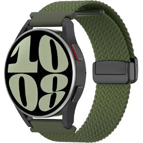 Braided Solo Loop Compatible with Samsung Galaxy Watch 6 5 4 Band 40mm 44mm/6 Classic 43mm 47mm/5 Pro 45mm/4 Classic 42mm 46mm/3 41mm/Active 2, 20mm Stretchy Sport Band, Gray
