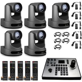 5 x PTZOptics Move 4K SDI/HDMI/USB/IP PTZ Camera with 20x Optical Zoom (Gray) (PT20X-4K-GY-G3) + PTZOptics PT-Joy-G4 Joystick Controller