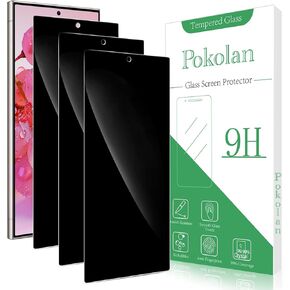 Pokolan [3 Pack Privacy Screen Protector for Samsung Galaxy S25 Ultra, Anti Spy Private Tempered Glass Film, Fingerprint Unlocking, Case Friendly, 9H Hardness