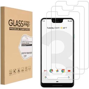 واقي الشاشة متوافق مع Google Pixel 3 XL (6.3 بوصة) الزجاج المقسّر 9H علبة صلابة ودية مضادة للخدش الإكسسوارات الحرة (وليس للبكسل 3A XL) (3 عبوة)