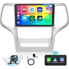 Roinvou 2+32G Android Car Stereo for Jeep Grand Cherokee 2010-2013, 9" Touchscreen in-Dash GPS Navigation with Wireless CarPlay Android Auto Mirror Link WiFi Bluetooth FM RDS Radio Backup Camera