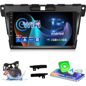 NHOPEEW [2+64G] for Mazda CX7 CX 7 CX-7 2007-2015 Car Audio - 9 inch Touchscreen Android 13 Car Stereo - Wireless Carplay and Andorid Auto, WiFi, GPS, DSP+32EQ, Mulitiple UI, SWC + AHD Backup Camera