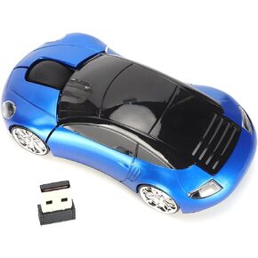 Smart Car Shaped Mouse, Portable 2.4G Cordless Mouse with USB Receiver for Office Laptop Computer Tablet, Optical Positioning High Precision (Blue)