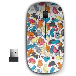 2.4G Ergonomic Portable USB Wireless Mouse for PC, Laptop, Computer, Notebook with Nano Receiver ( Cat Colorful )
