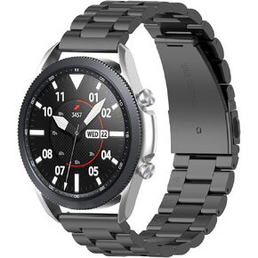 Compatible with Samsung Galaxy Watch 42mm/Galaxy Watch 3 41mm/Active 2 40mm 44mm Bands, 20mm Stainless Steel Metal Bracelet Wristband Replacement Strap for Galaxy Watch Active/Gear Sport, Black