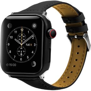 Leather Band Compatible for iWatch Ultra 2023, SE 2023, Series 9 8 7 6 5 4 3 2 1, Slim Watch Bands Compatible with Apple Watch Band 38mm 40mm 41mm 42mm 44mm 45mm 49mm