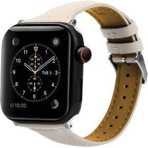 Leather Band Compatible for iWatch Ultra 2023, SE 2023, Series 9 8 7 6 5 4 3 2 1, Slim Watch Bands Compatible with Apple Watch Band 38mm 40mm 41mm 42mm 44mm 45mm 49mm