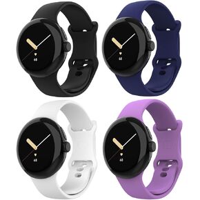 Simpeak 4-Pack Soft Silicone Sport Band Compatible with Google Pixel Watch 3 41mm/ Pixel Watch 2 /Pixel Watch, Wristband Straps for Women Men Replacement for Pixel Watch 2/ Pixel Watch,Small 5.5"-8.1"