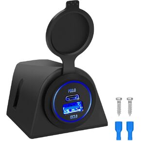 Linkstyle USB Socket Tent Panel, Car Charger Socket with USB A 18W & USB C 30W Port USB Outlet for 12V-24V Vehicles
