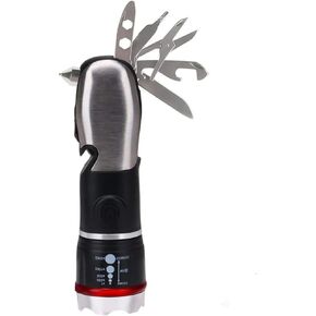 Multi Tool LED Flashlight,Surivival Tools for Cars, Emergency and Camping, ALL IN One Tactical Torch Light with Hammer Seatbelt Cutter Knief Bottle Opener Scissors Screwdrivers