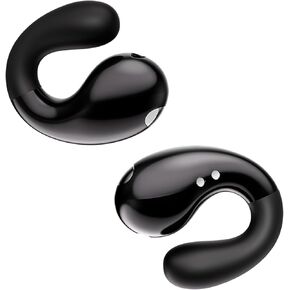 Open Ear Clip On Headphones Bluetooth 5.3 Wireless Earbuds 4 HD Mic with 50 Hours Reproduction LED Display Charging Case, 2024 New Air Conduction Headphones, IPX7 Waterproof Sport Ear Buds, Black