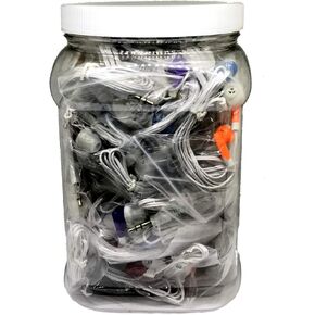 TFD Supplies Wholesale Bulk Earbuds Headphones 50 Pack in Storage Tub - Mixed Colors