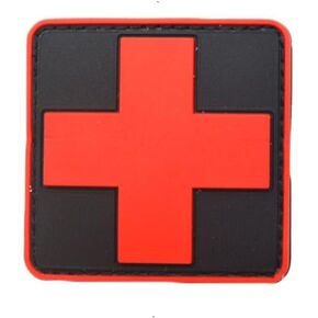 1 PCS PVC Patch for Medical Emergency Cross ，Fun Morale, Tactical, Military Patch (2.4x2.4 inch） (Black)
