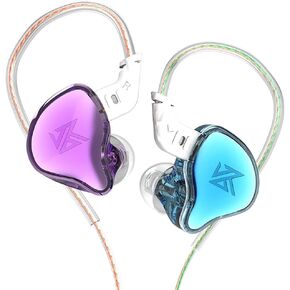 شاشات KZ EDC داخل الأذن ، مرحلة ستيريو HIFI/استوديو IEM ضوضاء سلكية عزل سماعات/سماعات أذن/سماعات الأذن مع كابل قابل للفصل لموسيقي Audiophile (بدون MIC ، Blue & Purple)