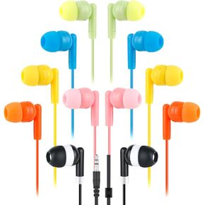 Bulk Earbuds 60 Pack for School Classroom Kids Wholeslae Wired Earphones Class Set for Students Children Toddler Teens Boys Girls and Adult 3.5mm Jack (6 Mixed Colors)