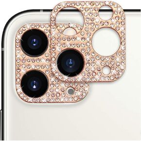 Omorro for iPhone 11 Pro Max Bling Lens Protector ، Camera Cover 3D Glitter Crystal Diamond Rhinestone Shining Dots Metal Drection Decoration Sticker Camera Lens Protect