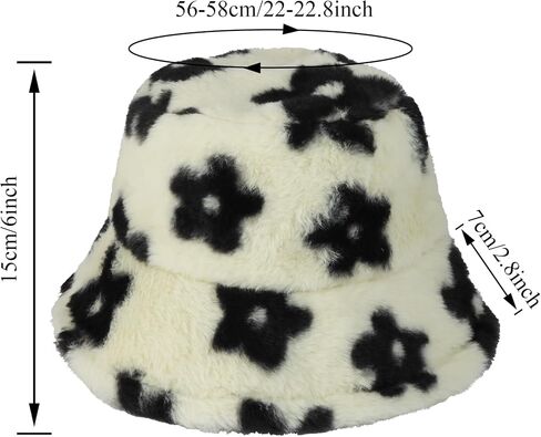 Manfnee Faux Fur Fur Winter Winter Bucket Hat للنساء قبعات دافئة غامضة. in Saudi Arabia