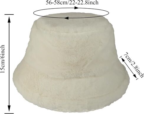 Manfnee Faux Fur Fur Winter Winter Bucket Hat للنساء قبعات دافئة غامضة. in Saudi Arabia