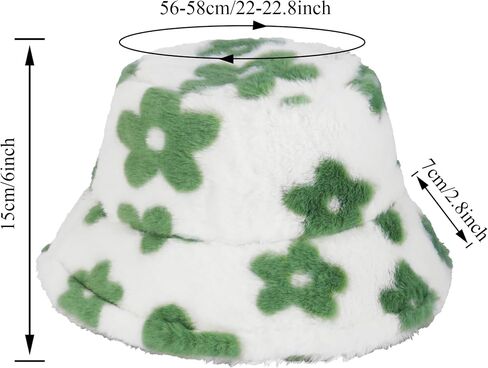 Manfnee Faux Fur Fur Winter Winter Bucket Hat للنساء قبعات دافئة غامضة. in Saudi Arabia