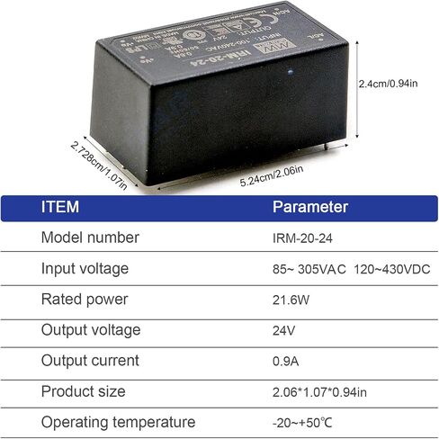 IRM-20-24 24V 0.83A 20W إمدادات الطاقة عالية الكفاءة-المعدات الصناعية ، الأسود ، YS-IRM-20-24 in Saudi Arabia