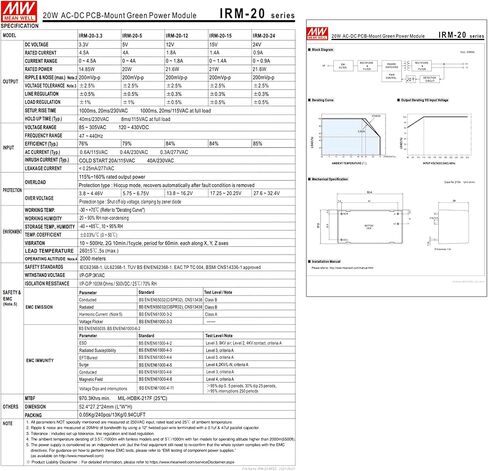 IRM-20-24 24V 0.83A 20W إمدادات الطاقة عالية الكفاءة-المعدات الصناعية ، الأسود ، YS-IRM-20-24 in Saudi Arabia
