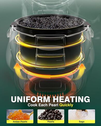 Wantoin Boba Cooker Maker Boba Maker - 6L وعاء بوبا التجاري ، آلة دافئ لؤلؤة لؤلؤة لؤلؤة شاي شاي شاي Tapioca Learls 110V 600W in Kuwait