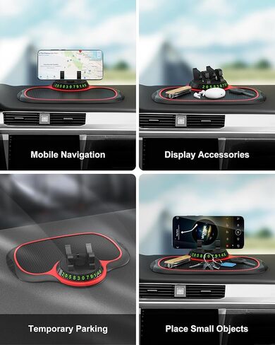 Estefanlo Multi-Functional Car Phone Holder with Temporary Parking Number, Universal Non-Slip Dash Phone Holder for Various Dashboards, Rotatable Cell Phone Car Holder for Men/Women Car Accessories in Kuwait