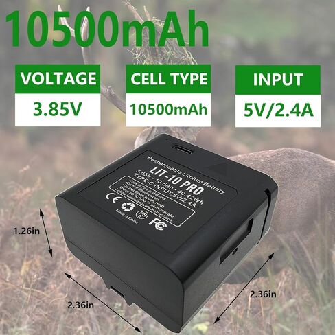 LIT-10 Pro 10500mAh 3.85V بطارية ليثيوم قابلة للشحن متوافقة مع كاميرا Trail Piont Trail Cameral LM2 Link-Micro-Micro-LTE ورابط الخلايا ، للصيد (تضمين كابل النوع C) in Kuwait